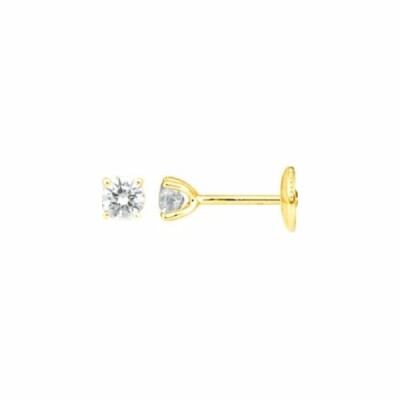 Boucles d'oreilles clou en or jaune et diamants