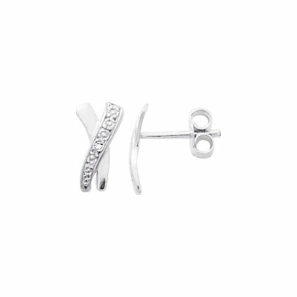 Boucles d'oreilles clou en or blanc et diamants