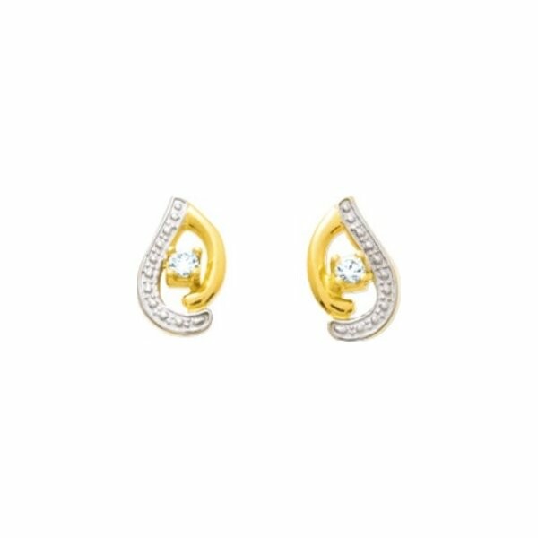 Boucles d'oreilles en or jaune, or blanc et oxydes de zirconium