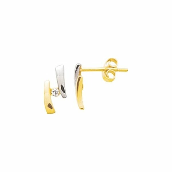 Boucles d'oreilles en or jaune rhodié et oxyde de zirconium