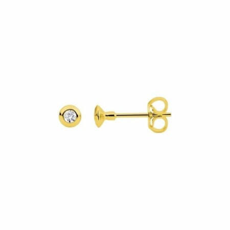 Boucles d'oreilles clou en or jaune et diamants de 0.08ct