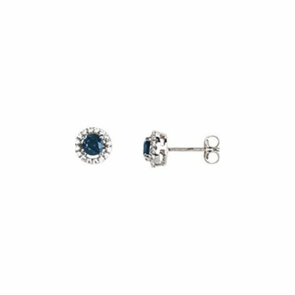 Boucles d'oreilles en or blanc, saphir et oxyde de zirconium