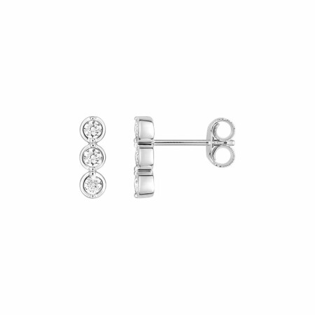 Boucles d'oreilles en or blanc et oxyde de zirconium