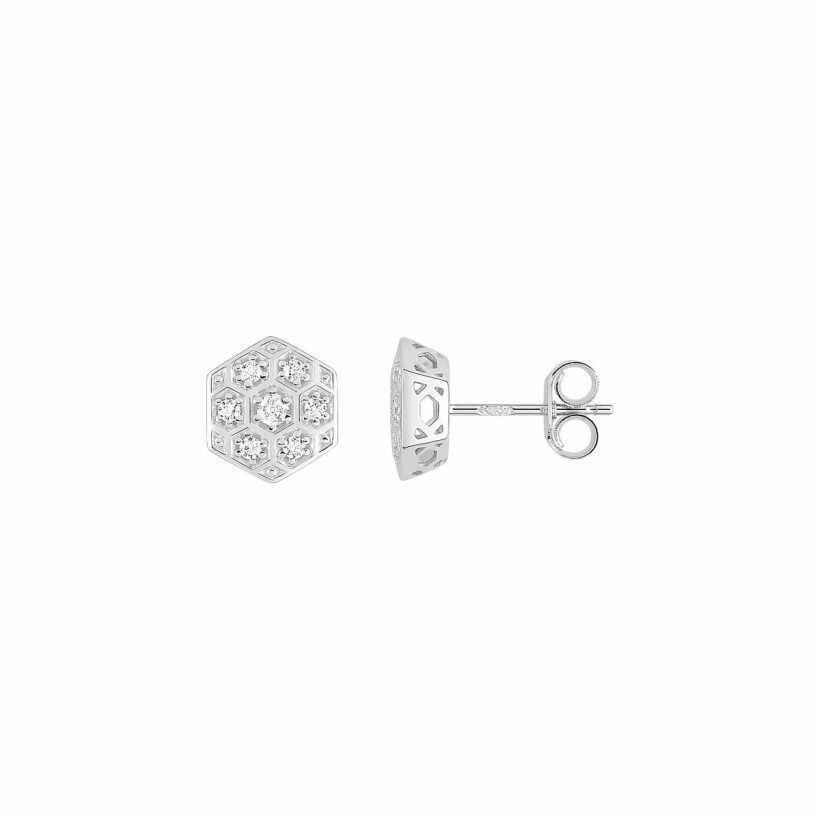 Boucles d'oreilles clou en or blanc et diamants de 0.14ct