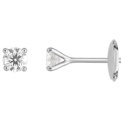 Boucles d'oreilles puces en or blanc et diamants  0.40ct