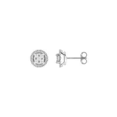 Boucles d'oreilles puces en or blanc et diamants