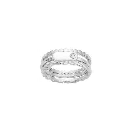 Bague La Garçonne Mini addict en argent et diamant, taille 54