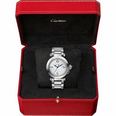 Pasha de Cartier watch, 35mm, automatic movement, steel, interchangeable metal and leather straps