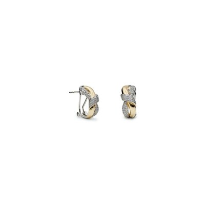 Boucles d'oreilles LineArgent Coton en argent plaqué or jaune et oxydes de zirconium