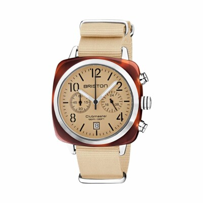 Montre Briston Clubmaster Classic terracotta acétate - mat vanille finition argent 20140.SA.T.39.NTV