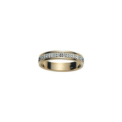 Alliance en or jaune, or blanc et diamant, finition polie