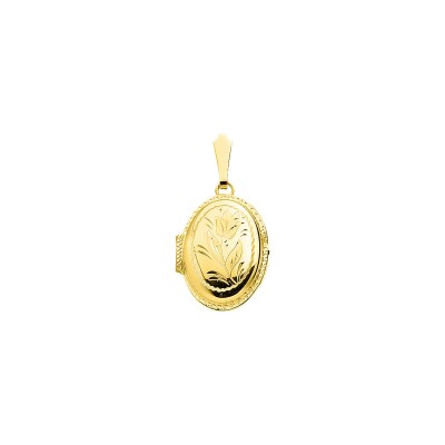 Pendentif porte-photo ovale en or jaune et perle de Tahiti