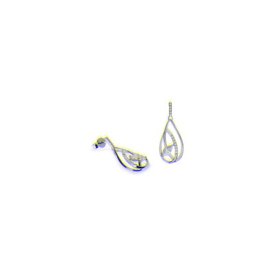 Boucles d'oreilles LineArgent Coton en argent rhodié et oxydes de zirconium
