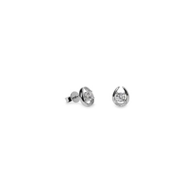 Boucles d'oreilles LineArgent Basics en argent rhodié et oxydes de zirconium