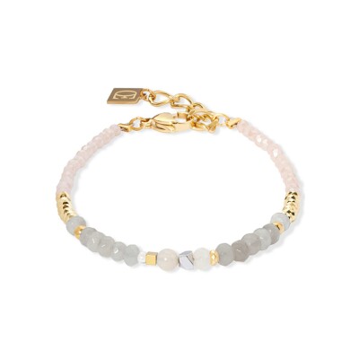 Bracelet Coeur de Lion Amulette Modern Future en acier doré, agate et verre