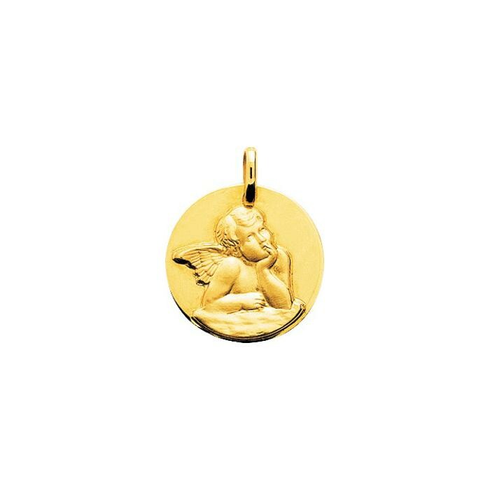 Médaille Veron Roques ronde ange Raphaël en or jaune