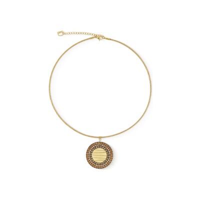 Collier Coeur de Lion Amulette Glam Waves en acier, acier doré et cristaux Swarovski