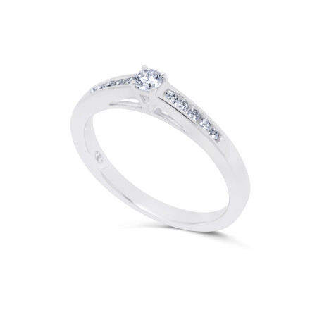 Solitaire en or blanc diamant + raill diamants