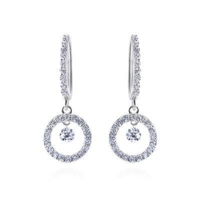 Boucles d'oreilles étincelle en or blanc et diamants