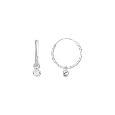 Boucles d'oreilles créoles La Garçonne Pure Optimiste en argent et diamants