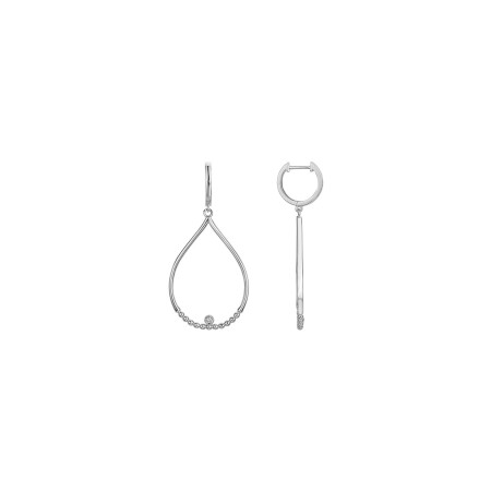 Boucles d'oreilles pendantes perlées La Garçonne en argent et diamants