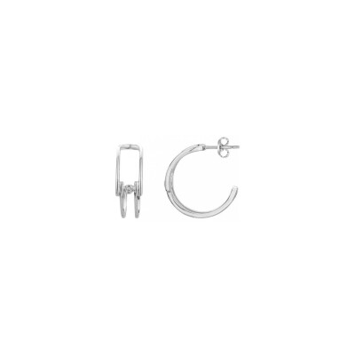 Boucles d'oreilles La Garçonne en argent et diamant