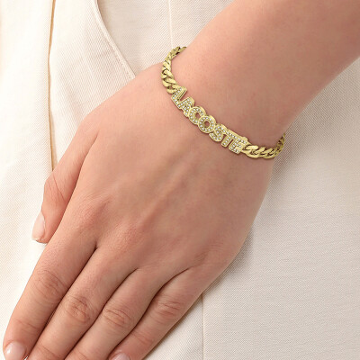 Bracelet Lacoste Script en métal doré