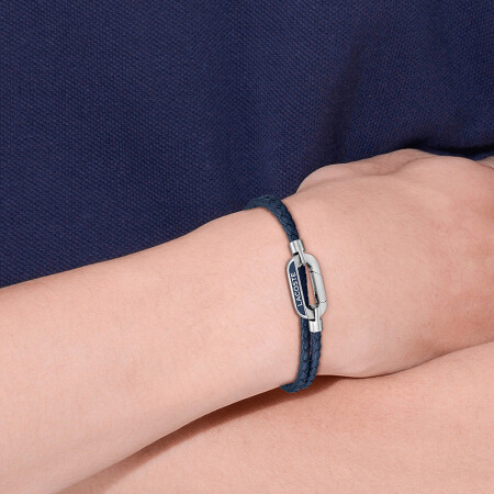 Bracelet Lacoste Starboard en acier et cuir