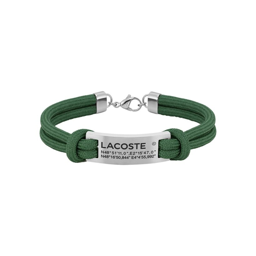 Bracelet Lacoste Elios en cordon vert et acier