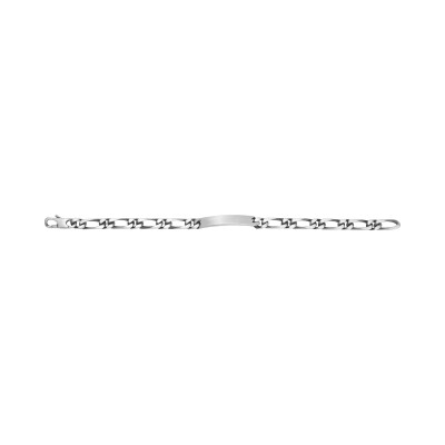 Gourmette maille cheval alternée en argent vielli