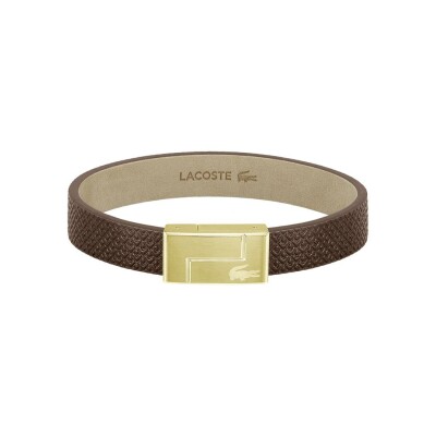 Bracelet Lacoste Traveler en cuir et métal doré