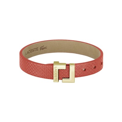 Bracelet Lacoste Lura en cuir et métal doré