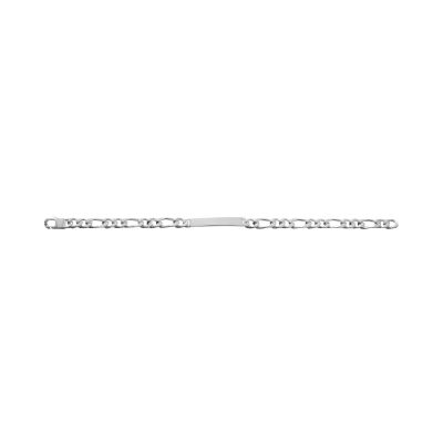 Gourmette maille figaro alternée en argent poli