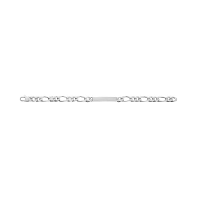 Gourmette maille figaro alternée en argent poli