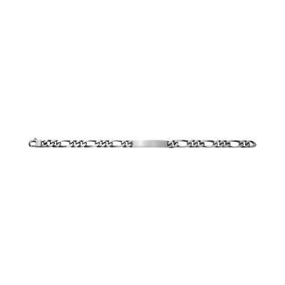 Gourmette maille figaro alternée en argent vielli