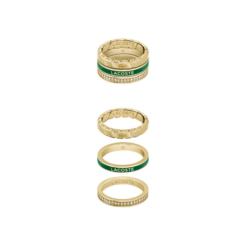 Bague Lacoste Trila en métal doré et cristaux, taille 56