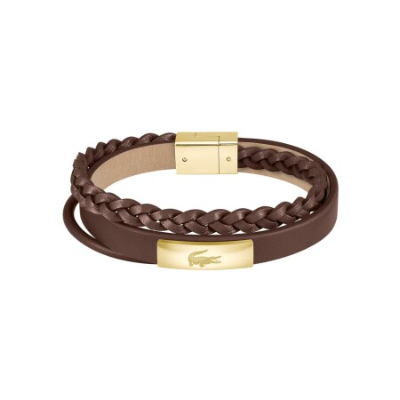 Bracelet Lacoste Fusion en métal doré et cuir