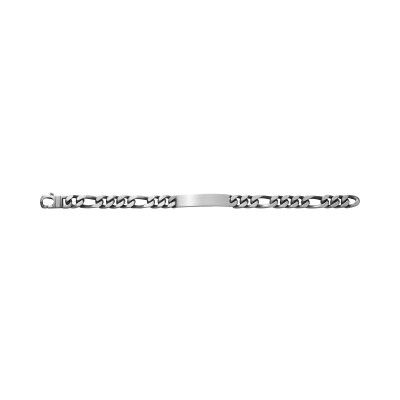 Gourmette maille figaro alternée en argent vielli