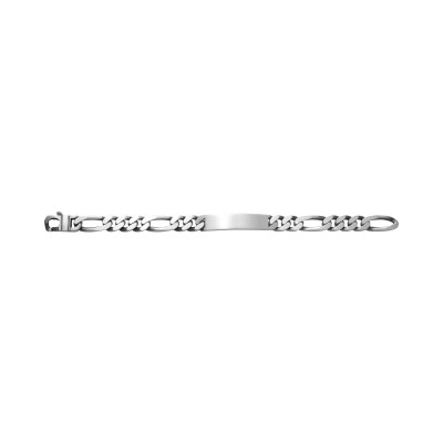 Gourmette maille figaro alternée en argent vielli, taille 22cm