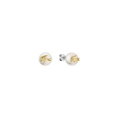 Boucles d'oreilles Lacoste Matchpoint en acier doré et perle