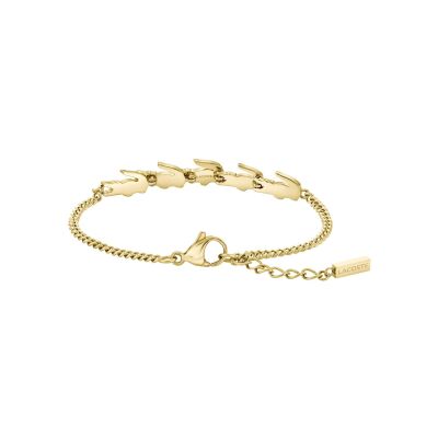 Bracelet Lacoste Crocodile en acier doré