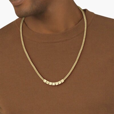 Collier Lacoste Script en acier doré