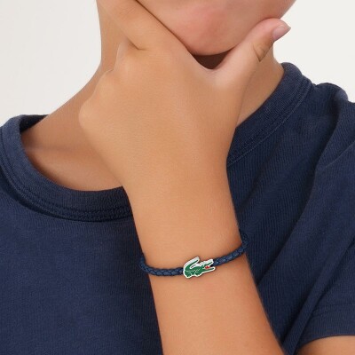 Bracelet Lacoste Cutie Croc en acier et cuir