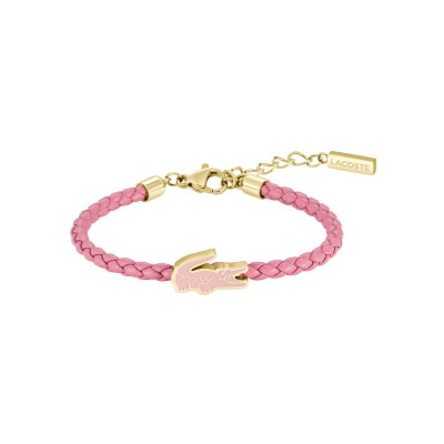 Bracelet Lacoste Cutie Croc en acier doré et cuir