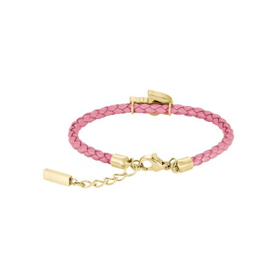Bracelet Lacoste Cutie Croc en acier doré et cuir