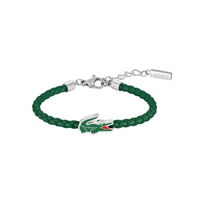Bracelet Lacoste Cutie Croc en acier et cuir