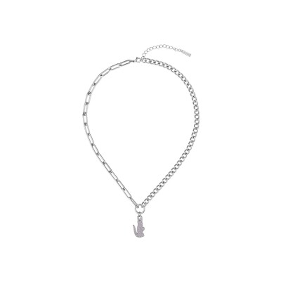 Collier Lacoste Crocodile en acier et cristaux
