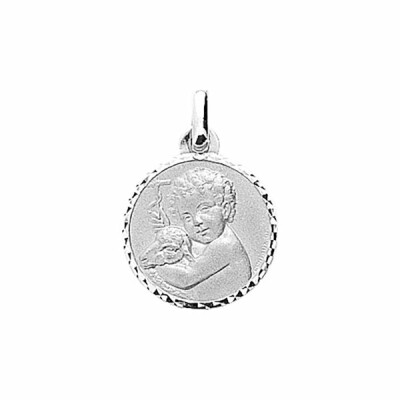 Médaille ange en or blanc