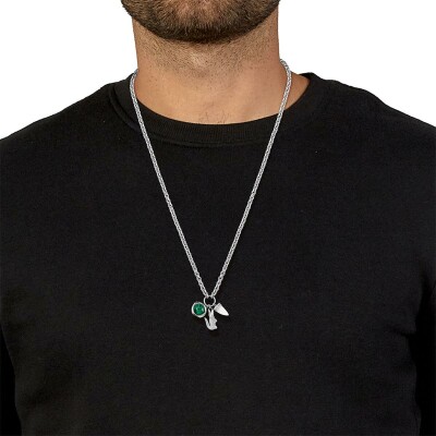 Collier Lacoste Umpire en acier et malachite