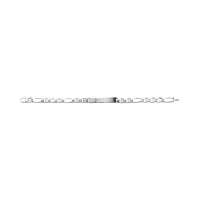 Gourmette maille marine plate alternée en argent, taille 20cm